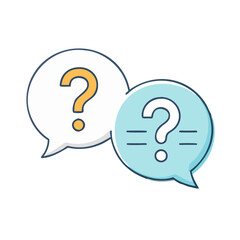Poster - question mark in speech and chat bubbles together icon, question mark in speech and chat bubbles together vector,