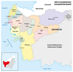  Administrative map of the Indonesian province of West Kalimantan, Borneo