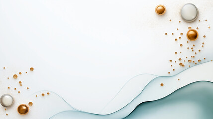 Wall Mural - white background with gold and silver balls scattered around it. minimalistic background.