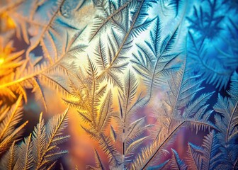 Wall Mural - Frosted glass: soft hues, abstract macro photography, showcasing intricate close-up details.