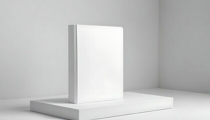 Poster - Blank White Box on Minimalist White Platform in Corner
