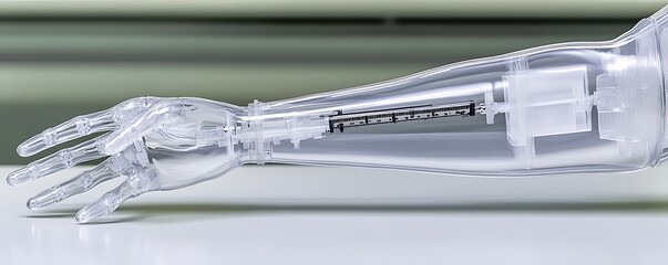 Poster - Transparent robotic arm and hand showcasing internal mechanisms.