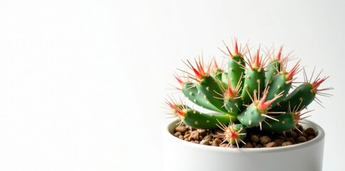 Wall Mural - Delicate Euphorbia lactea cactus branches on a white background, desert plant, clipping path