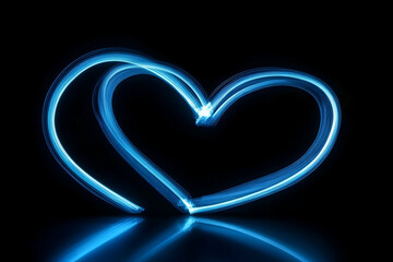 Poster - A blue, glowing heartbeat line on a black background, simple and minimalistic