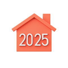 Poster - simple home icon with year 2025, symbolizing future housing trends