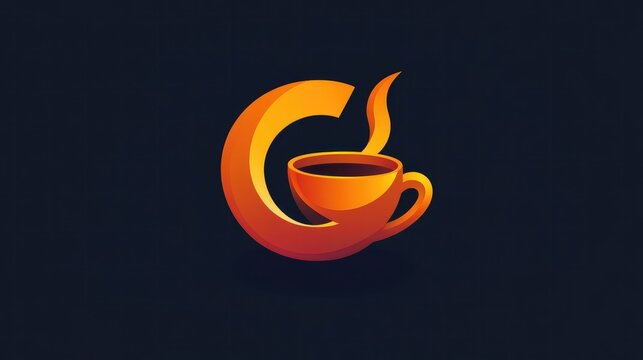 Abstract typography logo where the letter G seamlessly integrates a steaming coffee cup, revealing its meaning upon closer look