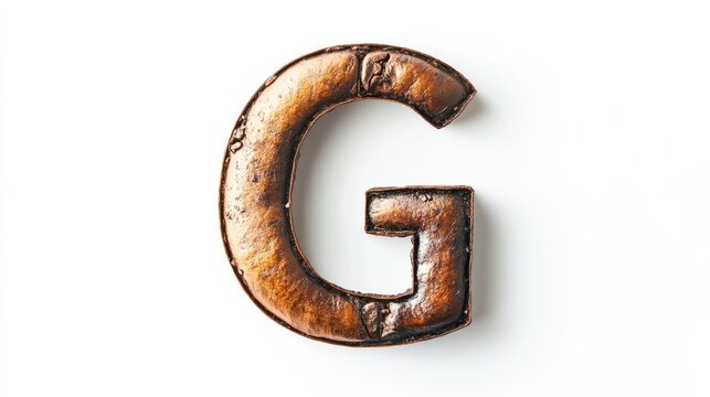 Elegant letter G designed in the shape of a coffee bean, crafted with smooth curves and rich brown tones, isolated on a clean white background. Perfect for coffee branding and design