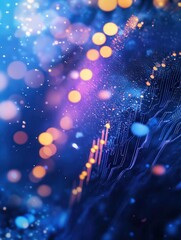 Poster - Creative forex chart on blue bokeh wallpaper. Finance and invest concept. Double exposure. 3D Rendering