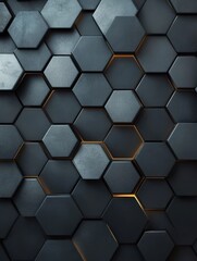 Poster - Creative dark hexagon wallpaper. Design and mosaic concept. 3D Rendering.