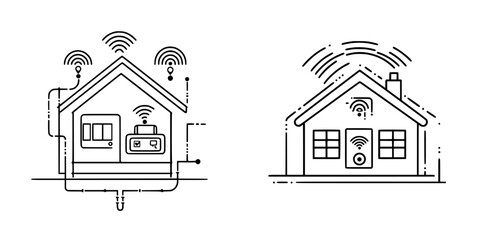 Poster - Smart home technology illustration showing interconnected devices for home automation and control