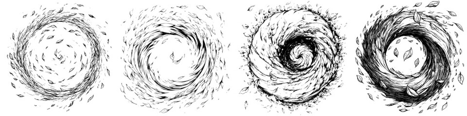 Poster - Swirling leaves in a dynamic vortex pattern showcasing seasonal change and natural movement