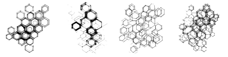 Poster - Intricate hexagonal patterns created through abstract design showcasing varying density and arrangement