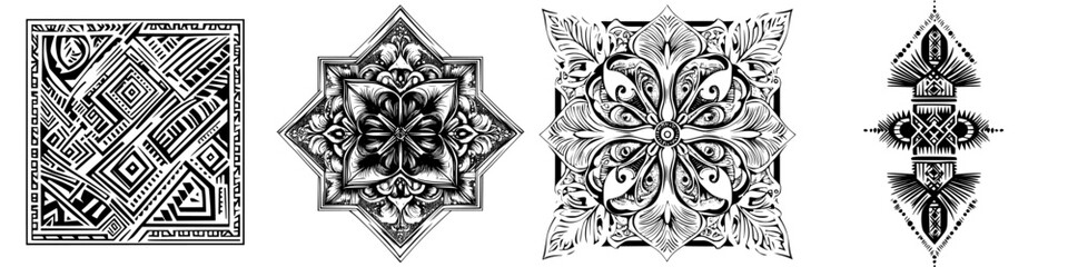 Poster - Intricate black and white patterns showcasing artistic designs from cultural heritage, seen in decorative art forms