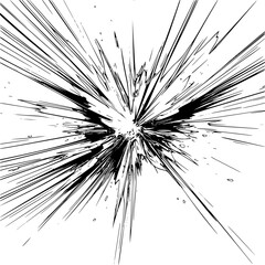 Poster - Explosive burst effect created with dynamic lines and splashes in black and white, emphasizing motion and energy