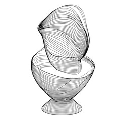 Poster - Modern wire sculpture featuring a dynamic form in minimalist design located indoors in natural light