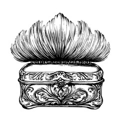 Poster - Elegant hand-drawn vector illustration of an ornate box with decorative floral elements