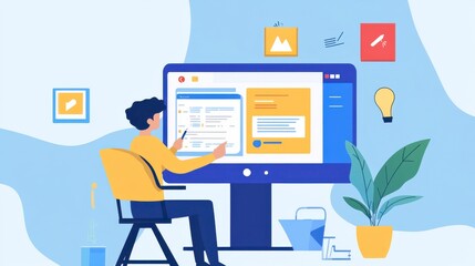 Illustration of a web developer working on website optimization 