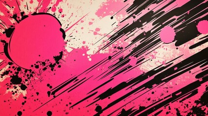 Wall Mural - Comic-style backdrop with deep pink shading and halftone effects