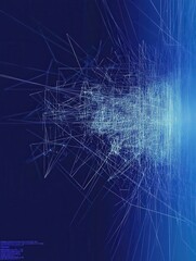 Poster - blue thin lines abstract futuristic minimal background. hi-tech vector design