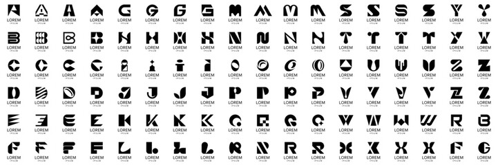 Poster - Abstract logos collection with letters. Geometrical abstract logos. Icon design	
