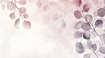Canvas Print - Minimalist plant wallpaper with flowing eucalyptus on soft paper