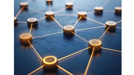 Poster - Abstract futuristic network background with glowing nodes and connections