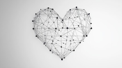 Poster - Abstract Geometric Heart Design with Black and White Lines and Points