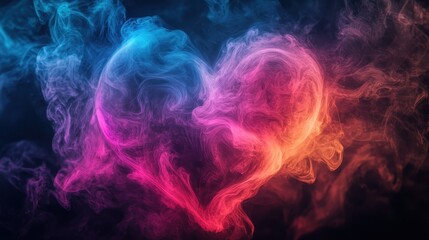 Aufkleber - Abstract Heart Shaped Smoke Colorful Design