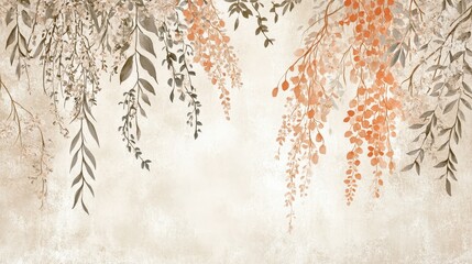 Canvas Print - Soft botanical background with tiny floral accents on warm beige