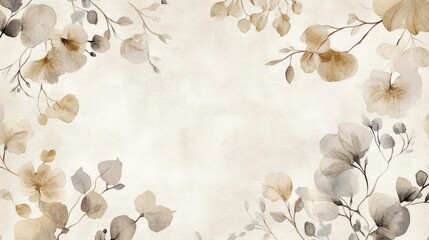 Wall Mural - Soft botanical wallpaper with ivy tendrils on pastel tones