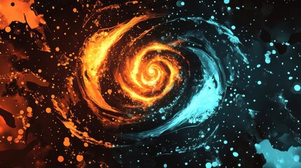 Wall Mural - hypnotic vortex patterns and sharp energy bursts in deep space hues