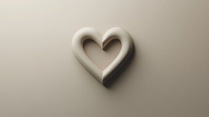 Aufkleber - Beige 3D Rendered Heart Shape on Light Background