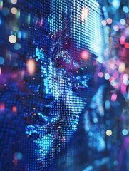 Poster - Creative forex chart on blue bokeh wallpaper. Finance and invest concept. Double exposure. 3D Rendering