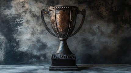 Wall Mural - Raw industrial-style trophy with thick rivets and a bold structural form