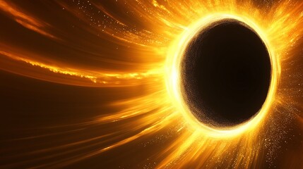 Wall Mural - An abstract golden background with shimmering lights and a black hole center, perfect for mobile wallpapers.