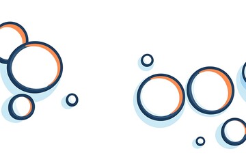 Poster - Abstract Composition of Overlapping Circles in Blue, Orange, and White