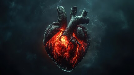Poster - Glowing Digital Heart 3D Render