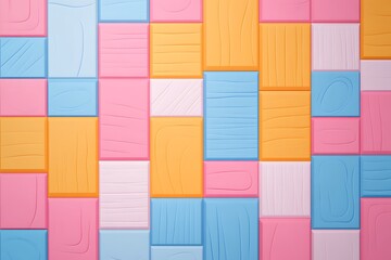 Poster - Pastel-colored rectangular blocks forming an abstract geometric pattern.