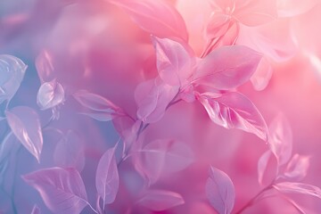 Poster - Pastel Pink and Purple Leaves Soft Floral Background