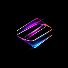 Fototapete - Abstract Neon Glowing Diamond Shape with Vivid Color Gradient