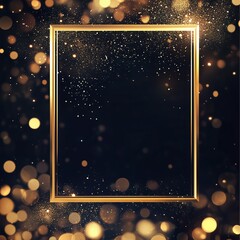 Wall Mural - A clean picture frame design with a realistic gold and sparkling backdrop, ideal for various photography needs.