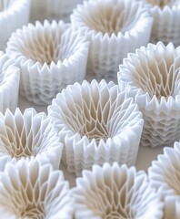 Aufkleber - intricate white 3d-printed objects resembling delicate flower forms