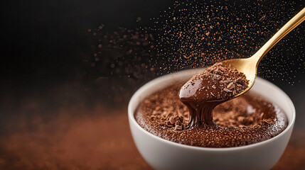 Aufkleber - Indulge in rich chocolate dessert, featuring smooth, melting texture and sprinkled chocolate shavings, perfect for satisfying sweet cravings