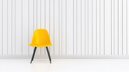 Poster - bright yellow chair in modern minimalist interior space design