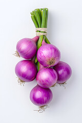 Wall Mural - A bunch of red onions isolated on white background