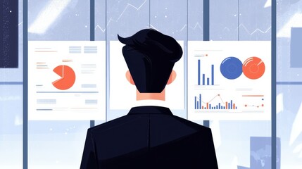 Poster - Business Professional Analyzing Data Charts in Modern Office Setting
