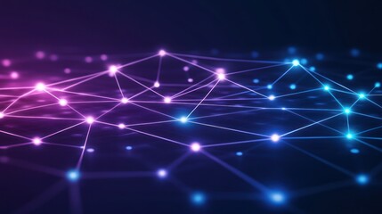 Poster - Abstract Glowing Network Connection Background with Pink and Blue Light