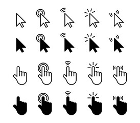 Poster - Cursor and hand click icons set