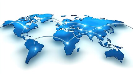 Poster - A sleek digital network with bright blue global connections stretching across a world map. -