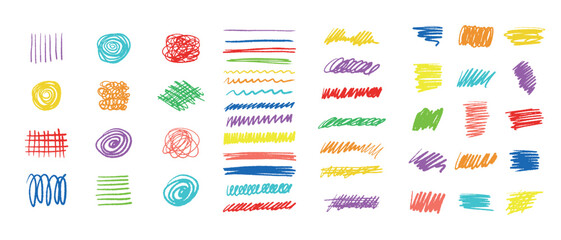 Fototapete - Set of hand drawn underlines. Abstract doodle lines, marker drawing stripes for design. Different shapes collection isolated on white background.